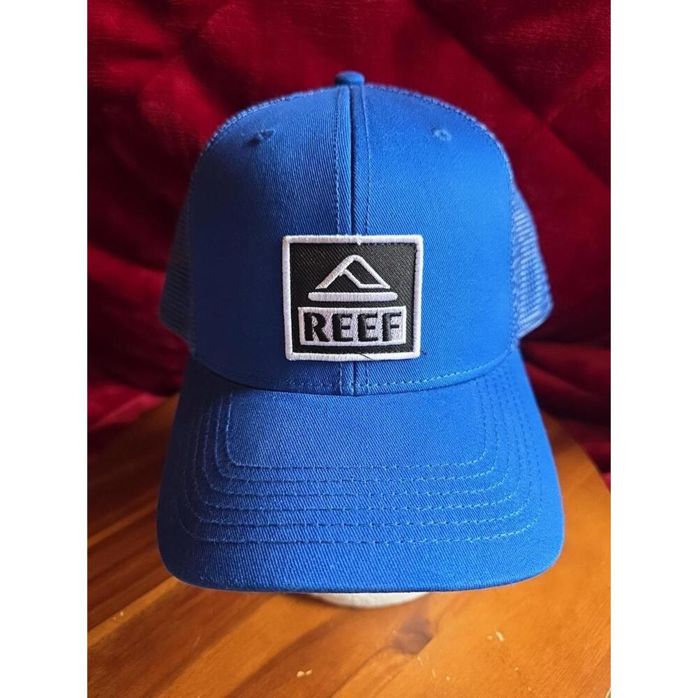 MENS REEF BLUE SNAPBACK CAP ADJUSTABLE HAT ONE SIZE PATCH MESH TRUCKER CAP